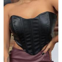 Blusa cropped corset com zíper nas costas sintético roupa feminina