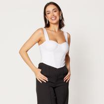 Blusa Cropped Coset com Bojo Branco