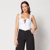 Blusa Cropped Coset com Laço na Frente Branco