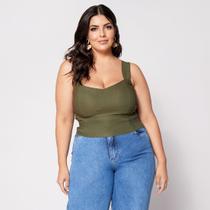 Blusa Cropped de Alça Plus Básico com Bojo