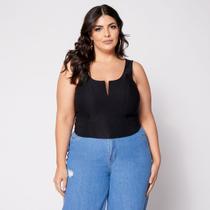 Blusa Cropped de Alça Plus com Aro em V e Bojo