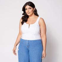 Blusa Cropped de Alça Plus com Aro em V e Bojo