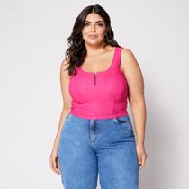 Blusa Cropped de Alça Plus com Aro em V e Bojo Blusa Cropped de Alça Plus com Aro em V e Bojo