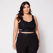 Blusa Cropped de Alça Plus com Recorte e Bojo