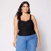 Blusa Cropped de Alça Plus Estruturado com Bojo