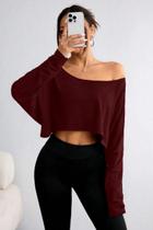 Blusa Cropped De Ombro Para Primavera E Outono, Estilo Solto E Moderno, Moda 2025 Europa Estados