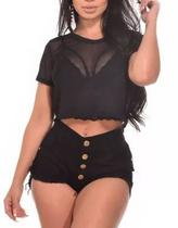 Blusa Cropped de Tule Adulto