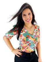 Blusa Cropped Decote Transpassado Mosaico 67160142