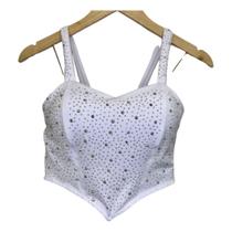 Blusa Cropped Detalhe Lindo Brilho Pedraria Alcinha Bojo