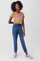 Blusa cropped em cotton infantil menina Young Class Marrom