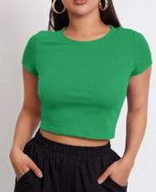 Blusa Cropped em Malha Ribana Algodão