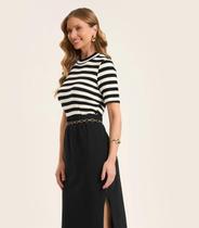 Blusa Cropped em Ribana de Viscose Rovitex Preto Blusa Cropped em Ribana de Viscose Rovitex Preto