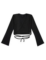 Blusa Cropped em Ribana Glow Preto D'way