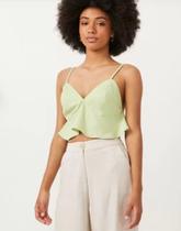 Blusa cropped em trico canelado com manga longa e franzida laranja Blusa cropped em trico canelado com manga longa e franzida laranja