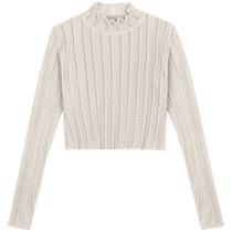 Blusa Cropped Em Tricô Com Detalhe Gola Alta -