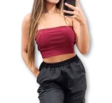 Blusa cropped faixa poliéster feminino