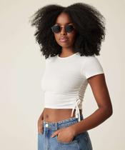 Blusa Cropped Feminina Canelada Drapeado Marisa-84387 Blusa Cropped Feminina Canelada Drapeado Marisa-84387