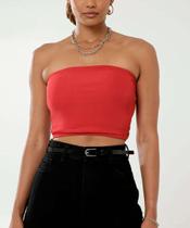 Blusa Cropped Feminina Canelada sem alça Marisa-70388 Blusa Cropped Feminina Canelada sem alça Marisa-70388