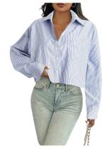 Blusa cropped feminina casual de manga longa WDIRARA Blusa cropped feminina casual de manga longa WDIRARA