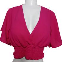 Blusa Cropped Feminina Ciganinha com Bojo Mangas Soltinhas Blusa Cropped Feminina Ciganinha com Bojo Mangas Soltinhas