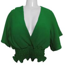 Blusa Cropped Feminina Ciganinha com Bojo Mangas Soltinhas