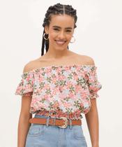 Blusa Cropped Feminina Ciganinha Estampada Marisa-15727