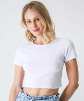 Blusa Cropped Feminina Cotton Manga Curta Marisa-13047