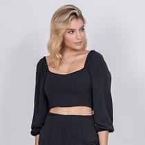 Blusa Cropped Feminina Crepe E2317-