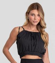 Blusa Cropped Feminina De Alça Em Viscose Dianna Preto Blusa Cropped Feminina De Alça Em Viscose Dianna Preto