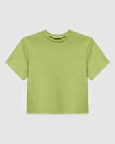 Blusa Cropped Feminina Decote Redondo Manga Curta Em Malha Canelada