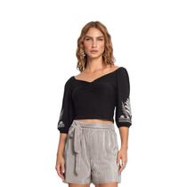 Blusa cropped feminina decote v Blusa cropped feminina decote v