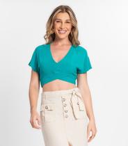 Blusa Cropped Feminina Em Linho Endless Verde