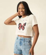 Blusa Cropped Feminina Estampa Borboleta Marisa-38026