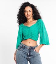 Blusa Cropped Feminina Estampada Rovitex Verde