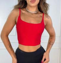 Blusa Cropped feminina faixa alça fina poliéster moda gringa estilo