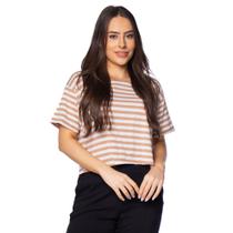 Blusa Cropped Feminina Feliny Listrada Caramelo