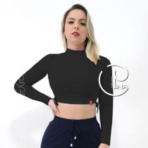 Blusa Cropped Feminina Gola Rolê Turtle Neck Cacharrel manga longa PINA