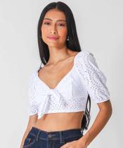 Blusa Cropped Feminina Laise Laço Marisa Branco-77010