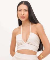 Blusa Cropped Feminina Linho Cut Out Marisa-15711