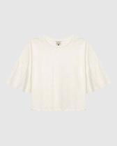 Blusa Cropped Feminina Manga Babado Em Tricô Botonê Blusa Cropped Feminina Manga Babado Em Tricô Botonê