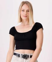 Blusa Cropped Feminina Manga Curta Marisa-25209 Blusa Cropped Feminina Manga Curta Marisa-25209