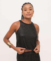 Blusa Cropped Feminina Paêtes Marisa-19165