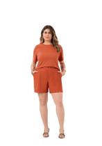 Blusa Cropped Feminina Plus Size Canelada Lunender 00412 Blusa Cropped Feminina Plus Size Canelada Lunender 00412
