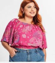 Blusa Cropped Feminina Plus Size Secret Glam Rosa