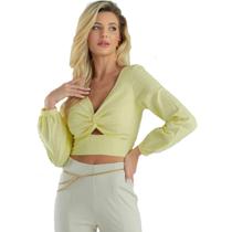 Blusa Cropped Feminina Princesa Manga Longa