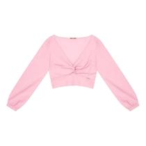 Blusa Cropped Feminina Princesa Manga Longa