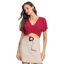 Blusa Cropped Feminina Rovitex Endless em Linho Vermelho