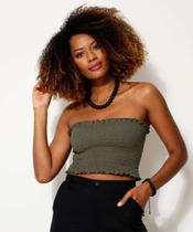 Blusa Cropped Feminina sem alça Lastex Marisa-33034