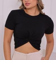 Blusa Cropped feminina viscolycra manga curta nozinho basica