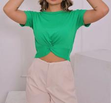 Blusa Cropped feminina viscolycra manga curta nozinho estilo